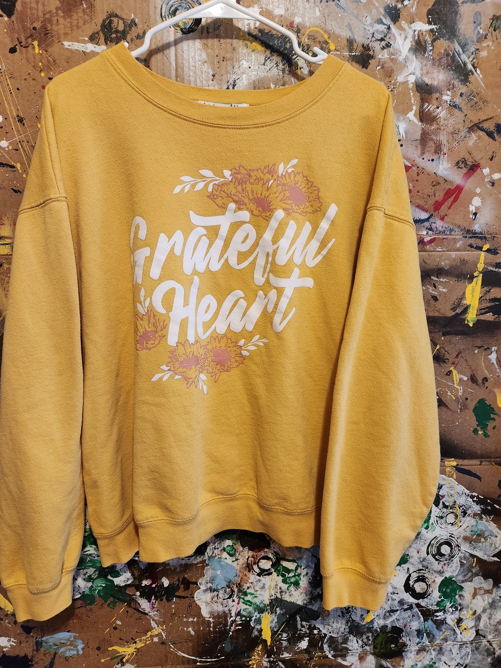 Wound Up "Grateful Heart" Crewneck Sweatshirt - Mustard